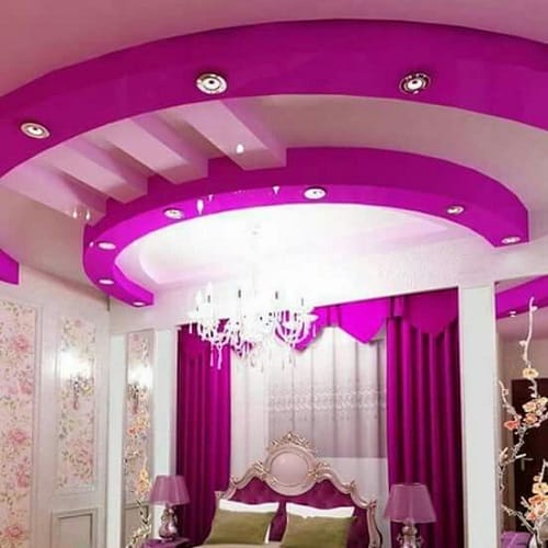 Pink Semi Circled False Ceiling