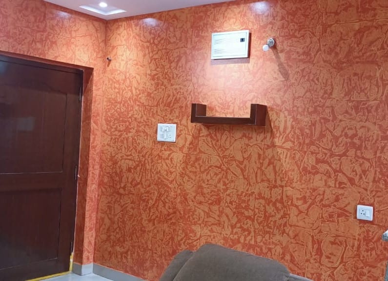 Orange Red Texture wall painting