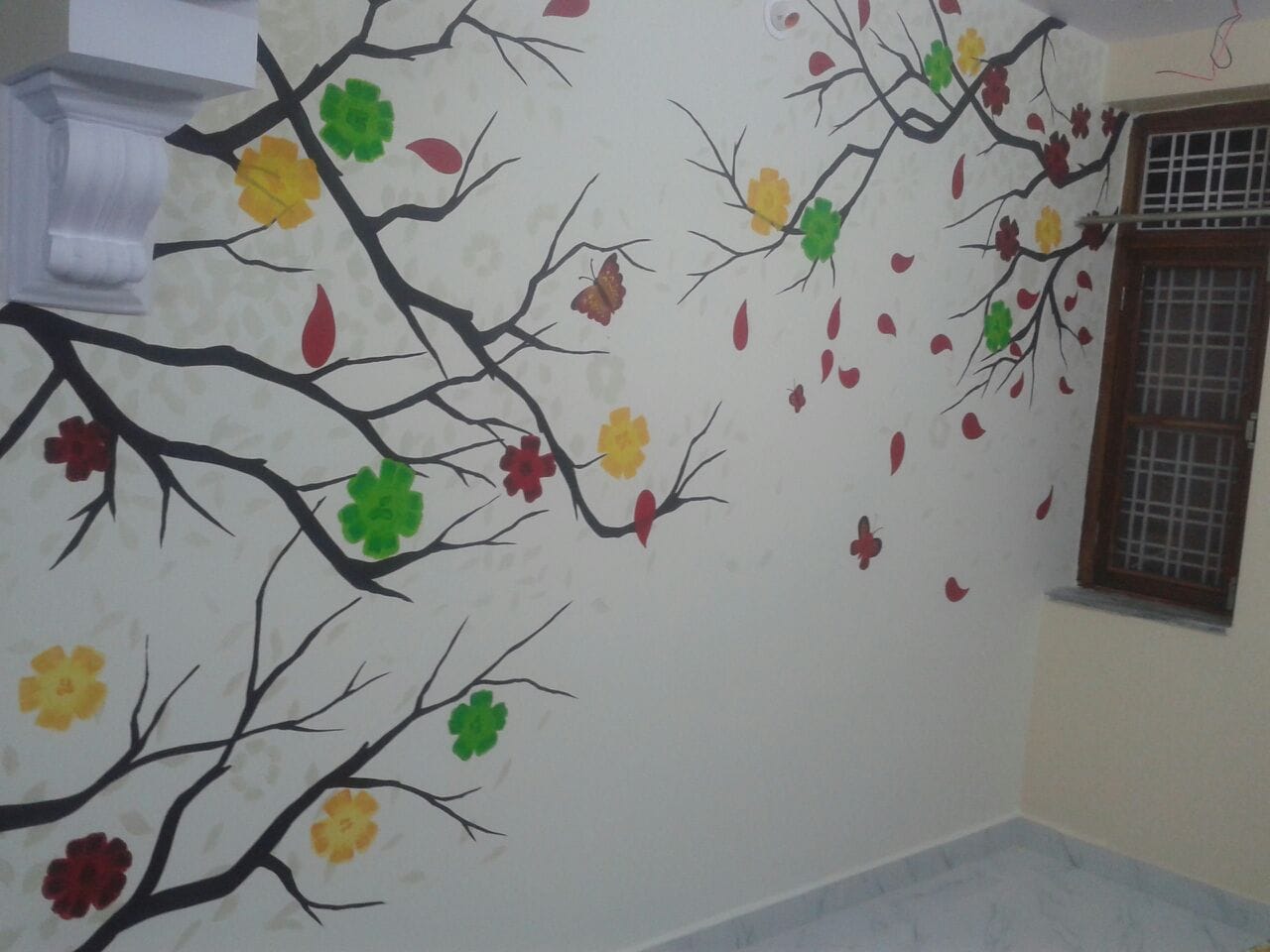 Stencil and Free hand painting