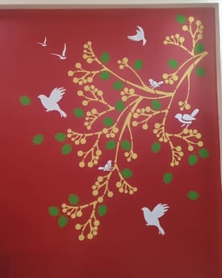 Birds and Flowers Stencil Design